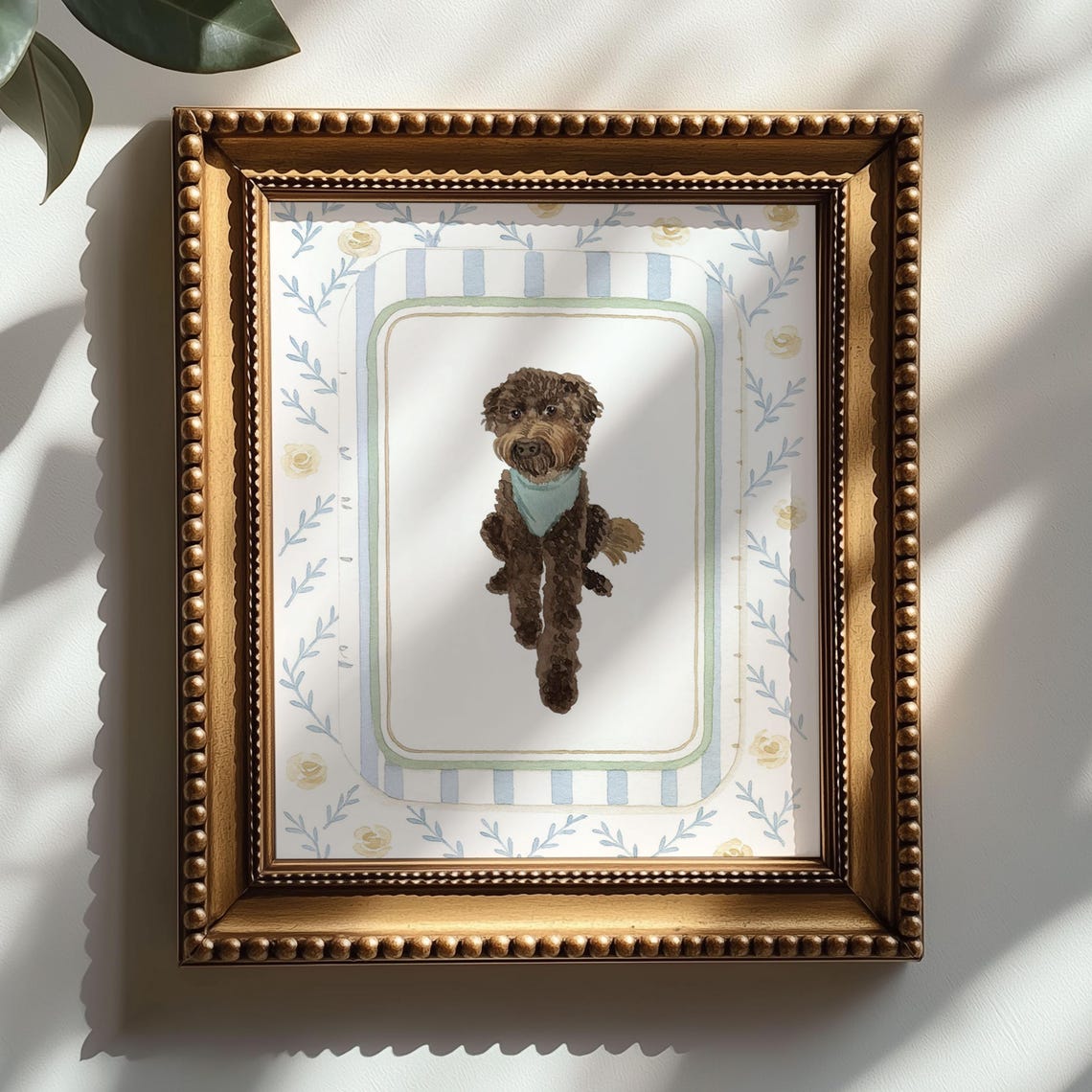 Custom Watercolor Pet Portrait Canvas Frame– Perfect Christmas Memorial Gift for Dog & Cat Lovers