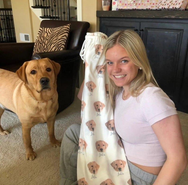 Custom Pet Portrait Pajama Pants Personalized Dog/Cat Photo & Name Christmas Gift For Pet Lovers