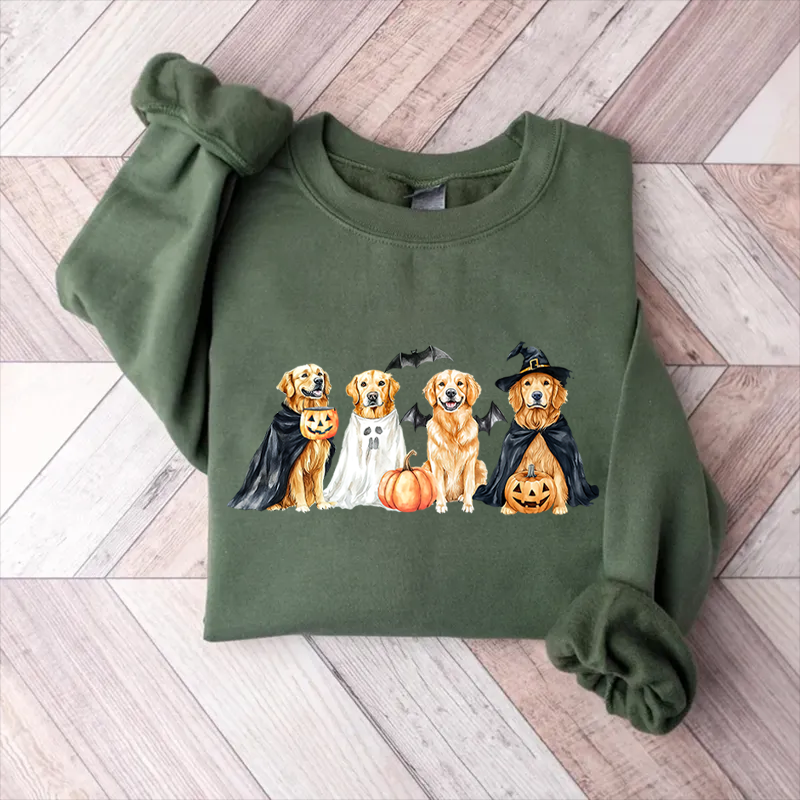 Sweat-shirt Golden Retriever d'Halloween, sweat à capuche saison effrayante, cadeau unique pour les amoureux des animaux