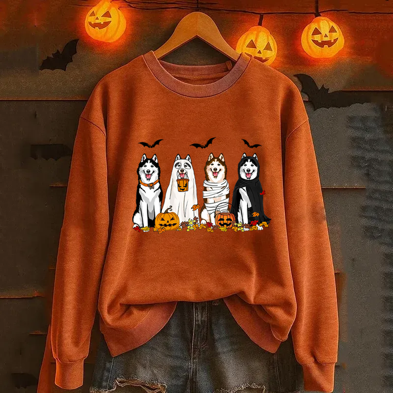 Sweat à capuche Halloween Husky Ghost Dogs, cadeau unique pour les amoureux des animaux