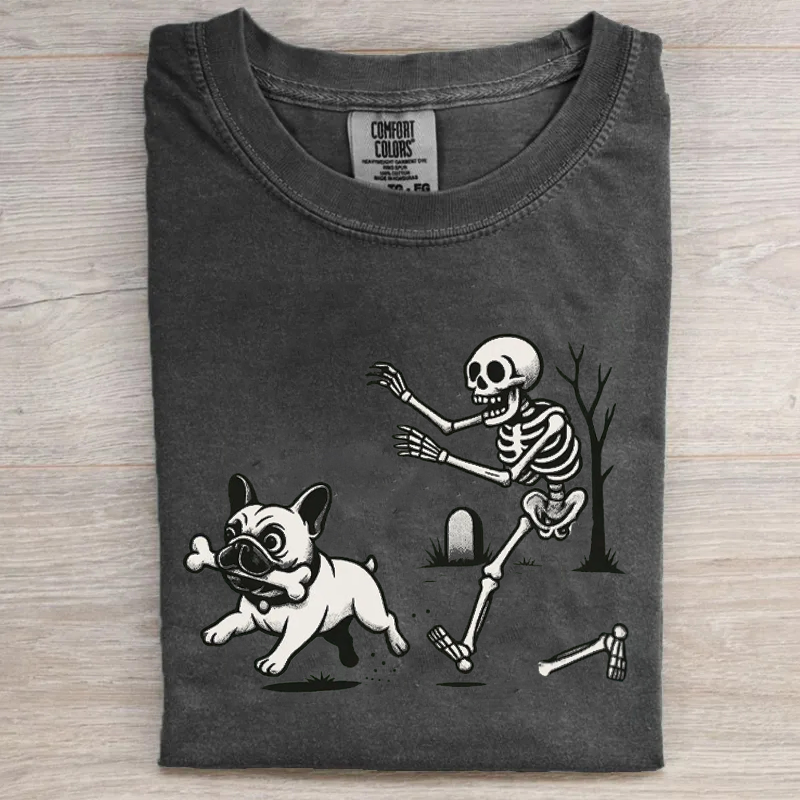 Sweat à capuche Halloween motif tête de mort bouledogue français, cadeau unique pour les amoureux des animaux