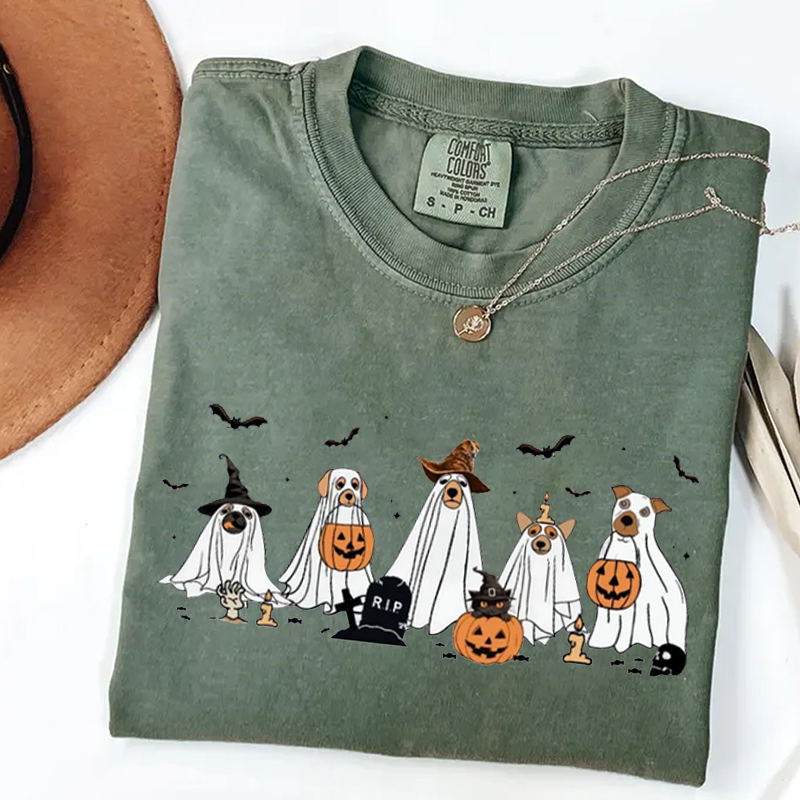Sweat-shirt d'Halloween avec des chiens fantômes mignons, sweat à capuche de saison effrayante, cadeau d'Halloween pour les amoureux des animaux