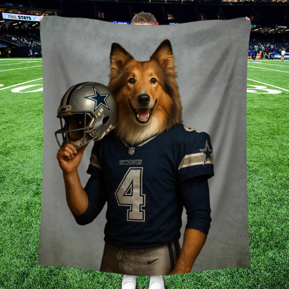 Couverture personnalisée avec portrait d'animal de compagnie de l'équipe NFL – Cadeau personnalisé pour les fans de football américain, pour les amoureux des chiens et des chats