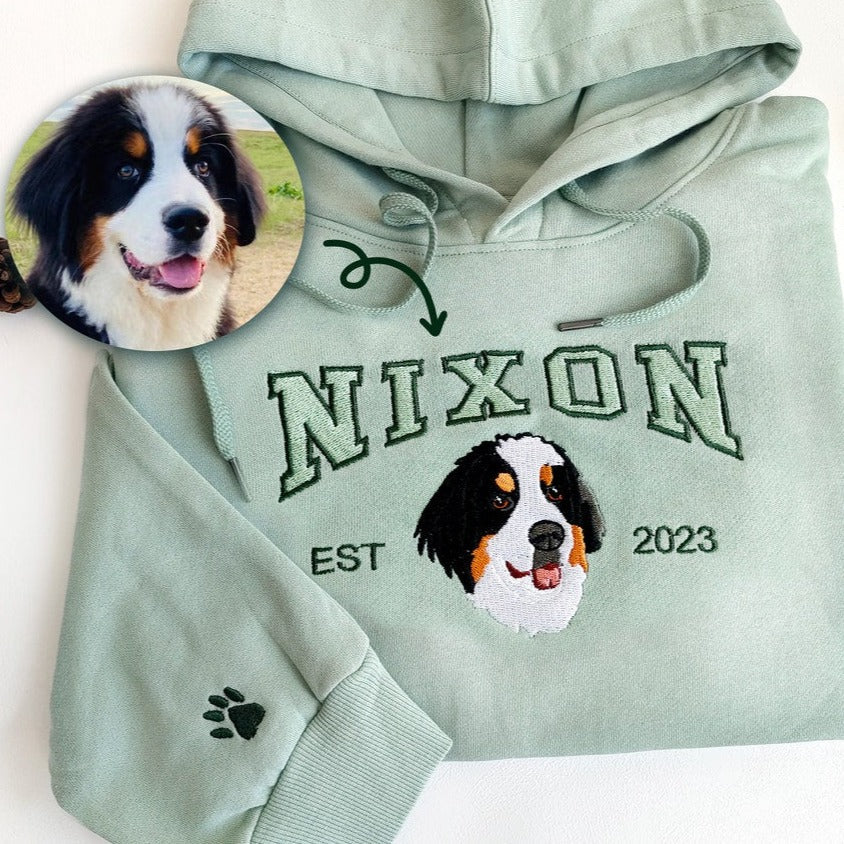 Sweat-shirt brodé personnalisé avec le visage et le nom de votre chien, cadeau souvenir pour les amoureux des animaux