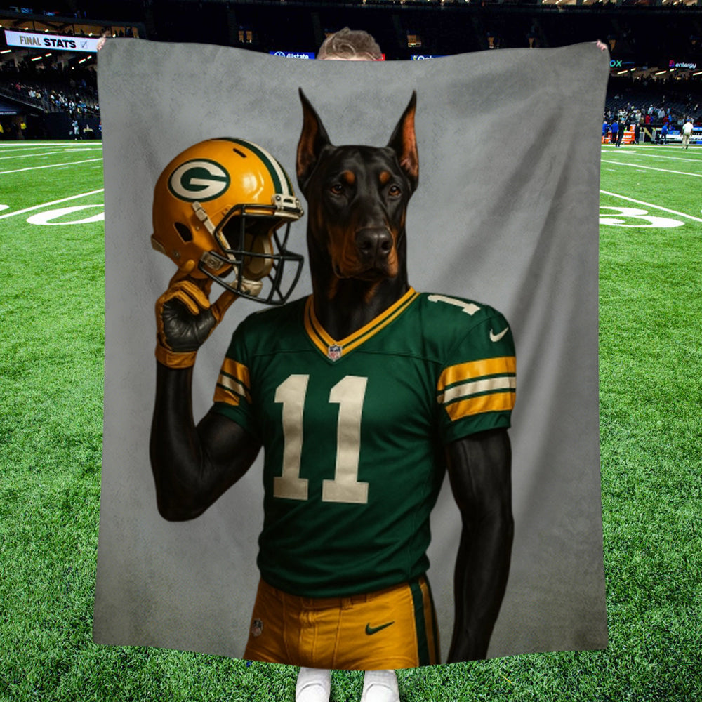 Couverture personnalisée avec portrait d'animal de compagnie de l'équipe NFL – Cadeau personnalisé pour les fans de football américain, pour les amoureux des chiens et des chats