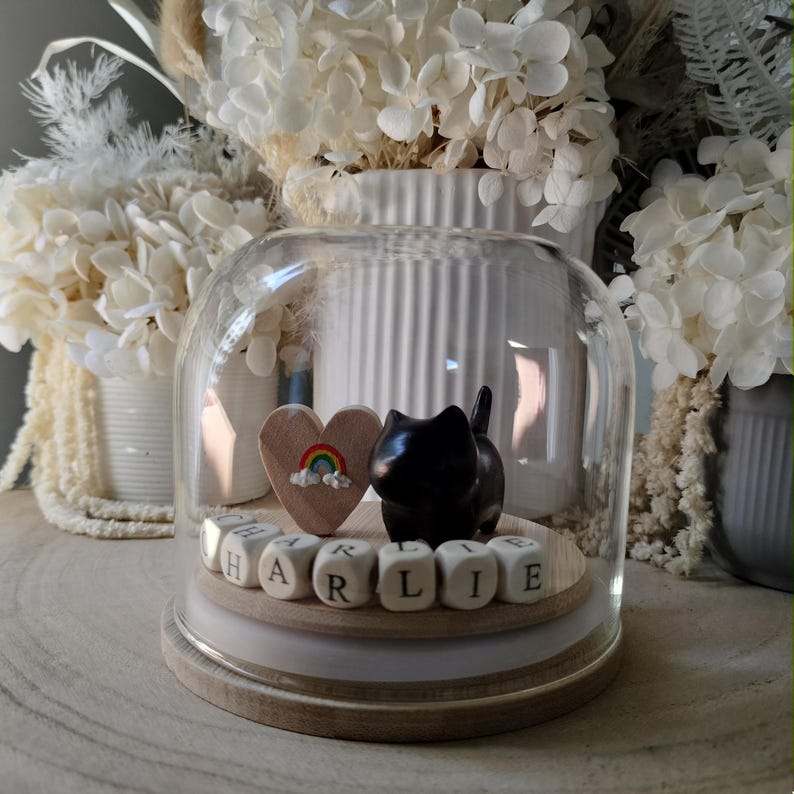 Pet Cat or Dog Memorial Gift Globe - Custom Pet Figurine and Name Gift For Pet Lovers