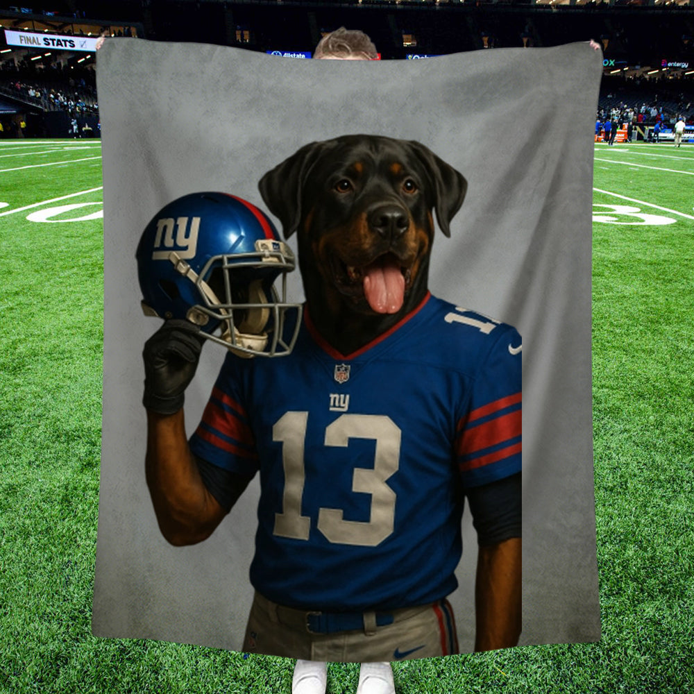 Couverture personnalisée avec portrait d'animal de compagnie de l'équipe NFL – Cadeau personnalisé pour les fans de football américain, pour les amoureux des chiens et des chats