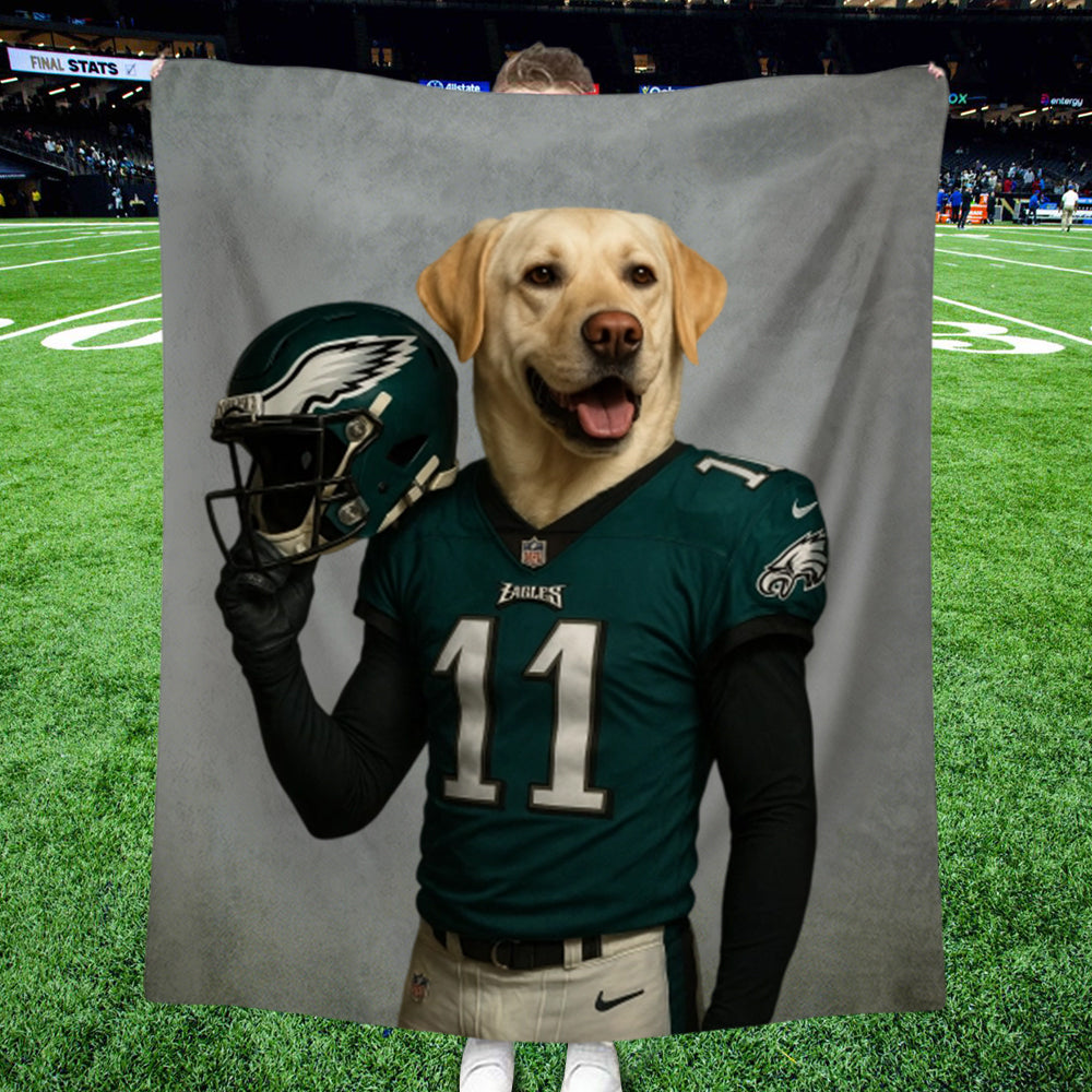 Couverture personnalisée avec portrait d'animal de compagnie de l'équipe NFL – Cadeau personnalisé pour les fans de football américain, pour les amoureux des chiens et des chats