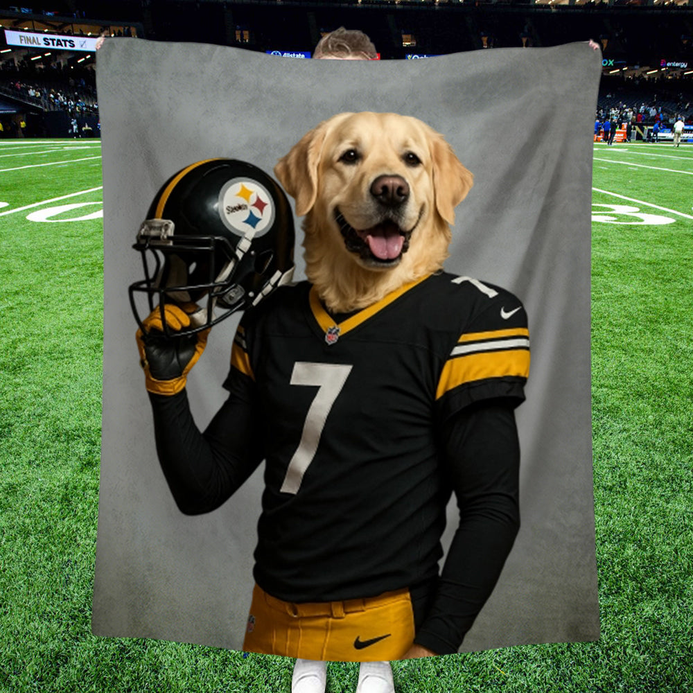 Couverture personnalisée avec portrait d'animal de compagnie de l'équipe NFL – Cadeau personnalisé pour les fans de football américain, pour les amoureux des chiens et des chats