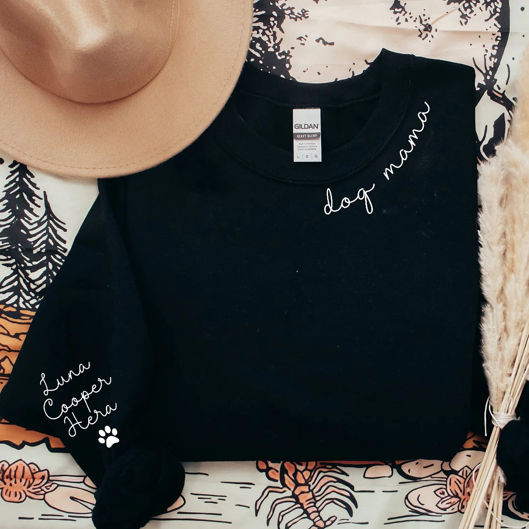 Personalisiertes Hundemama-Sweatshirt mit Kosenamen auf dem Ärmel, Geschenk für Tierliebhaber