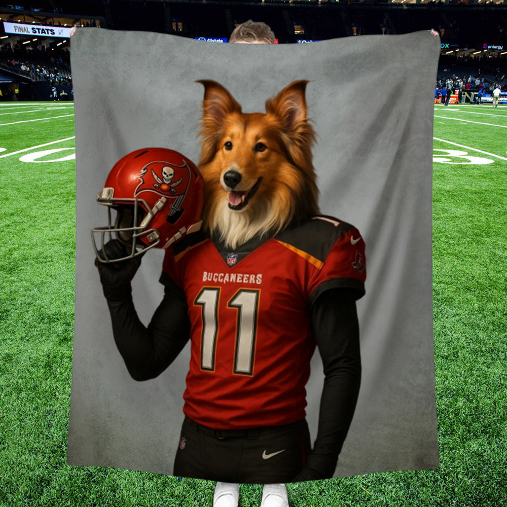 Couverture personnalisée avec portrait d'animal de compagnie de l'équipe NFL – Cadeau personnalisé pour les fans de football américain, pour les amoureux des chiens et des chats