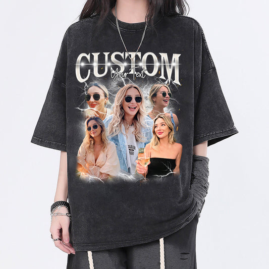 Personalisiertes Vintage-Bootleg-Rap-Shirt, individuelle Fotoideen, Valentinstagsgeschenk für Sie/Ihn