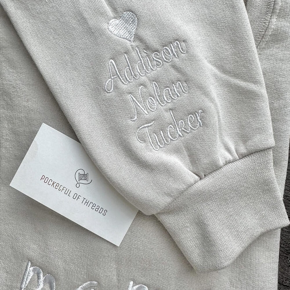 Custom Embroidered Mama Sweatshirt with Kids Names on Sleeve Mother's Day Gift for Mom Grandma