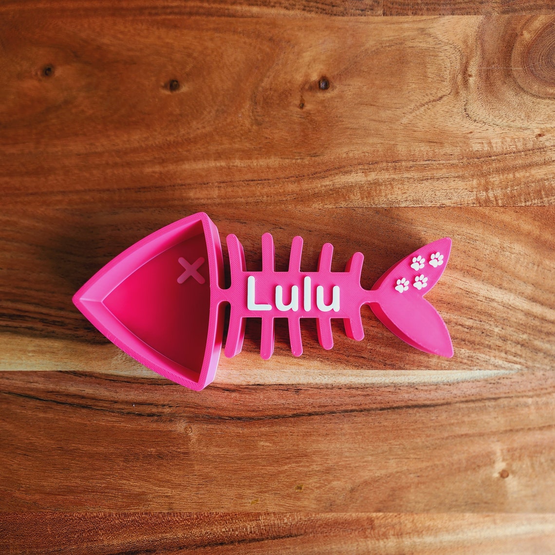 Cuchara para comida para gatos con esqueleto de pez personalizada y nombre, regalo para amantes de las mascotas