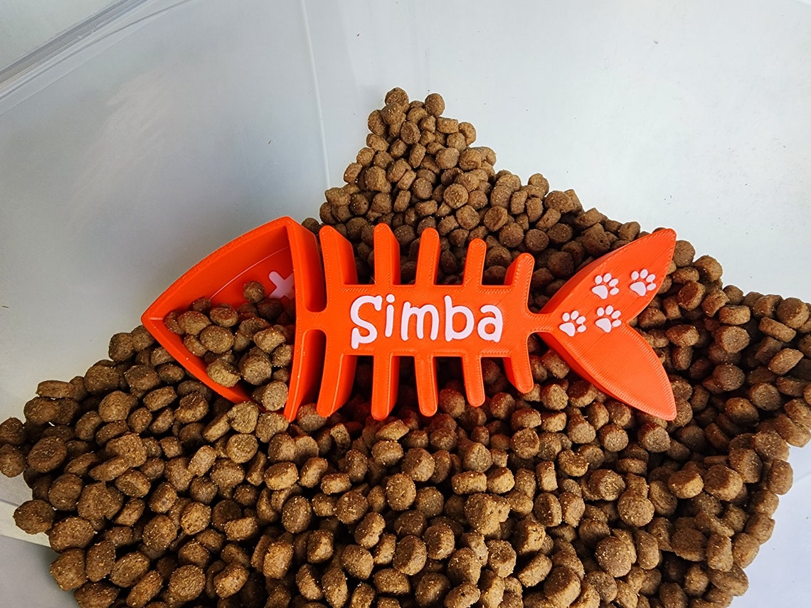 Cuchara para comida para gatos con esqueleto de pez personalizada y nombre, regalo para amantes de las mascotas