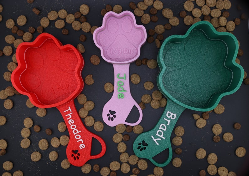 Personalized Dog Paw Print Food Scoop with Name Gift for Dog Lover