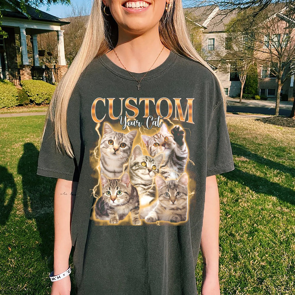 Personalisiertes Vintage-T-Shirt mit Haustierfotos, Geschenk für Tierliebhaber