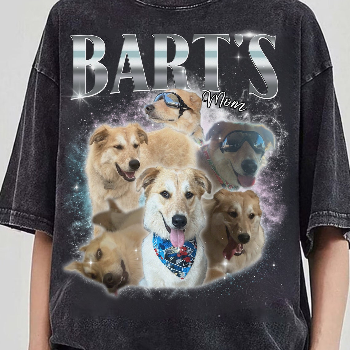 Personalisiertes Vintage Bootleg T-Shirt mit Haustierfotos Geschenk für Tierliebhaber