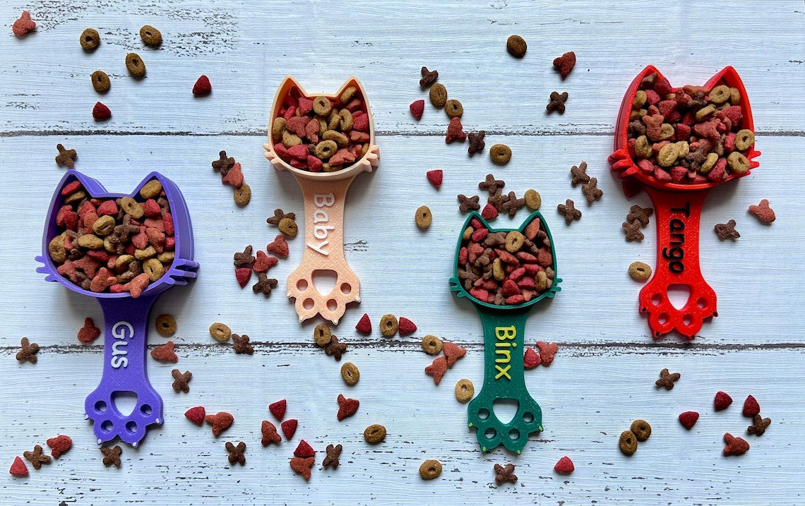 Personalized Cat Paw Print Food Scoop with Name Gift fot Cat Lover