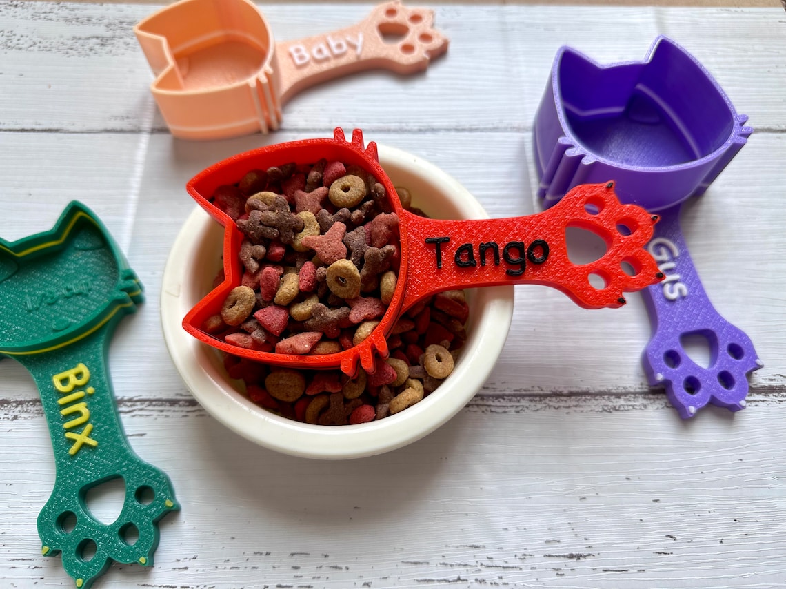 Personalized Cat Paw Print Food Scoop with Name Gift fot Cat Lover