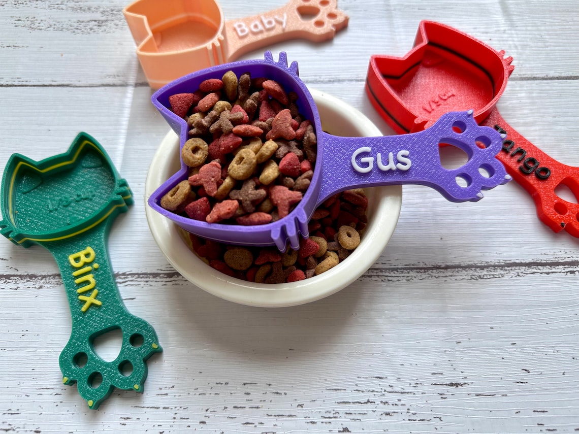Personalized Cat Paw Print Food Scoop with Name Gift fot Cat Lover
