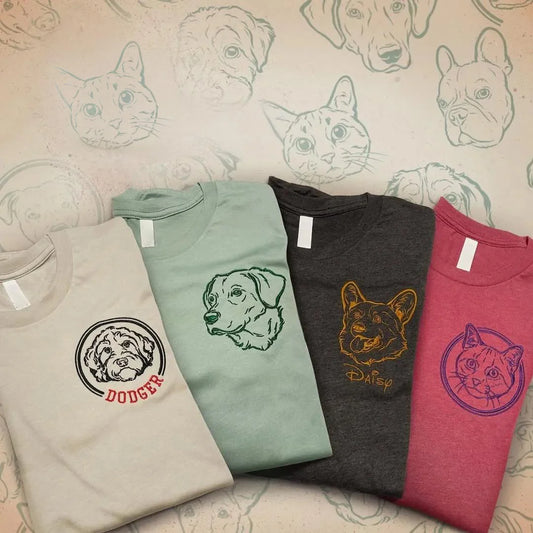 Personalized Embroidered Dog Portrait and Name Sweatshirt Hoodie Gift for Pet Lovers