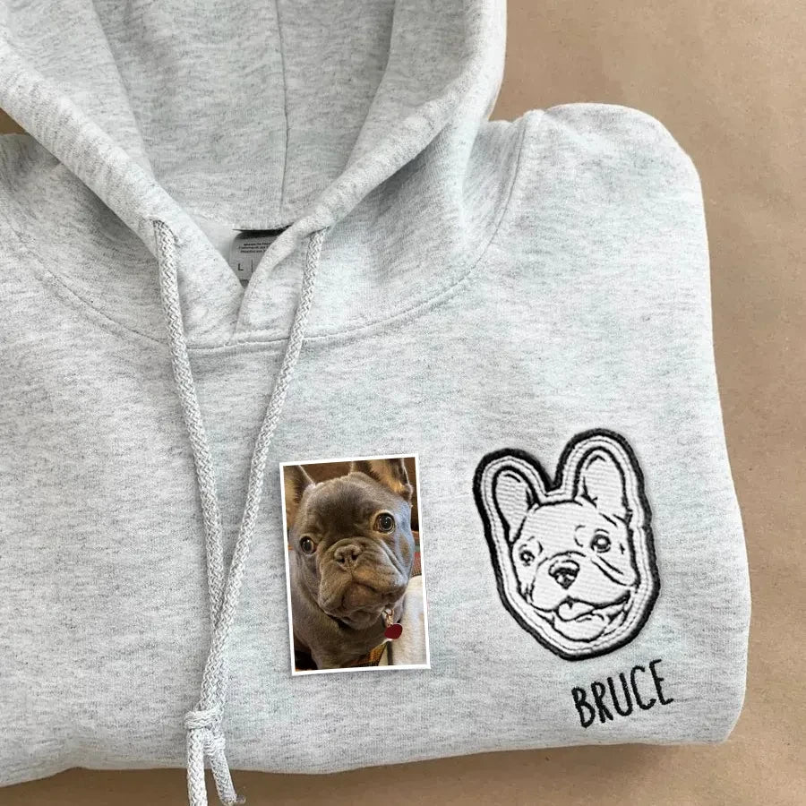 Custom Embroidered Pet Portraits Simple Icons Sweatshirt Christmas Keepsake Gift For Dog Cat Owner