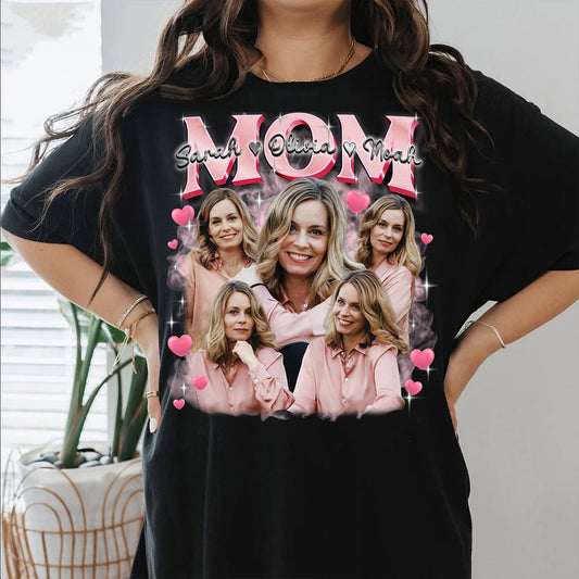Custom Photo Vintage Mom Sweatshirt with Kids Names