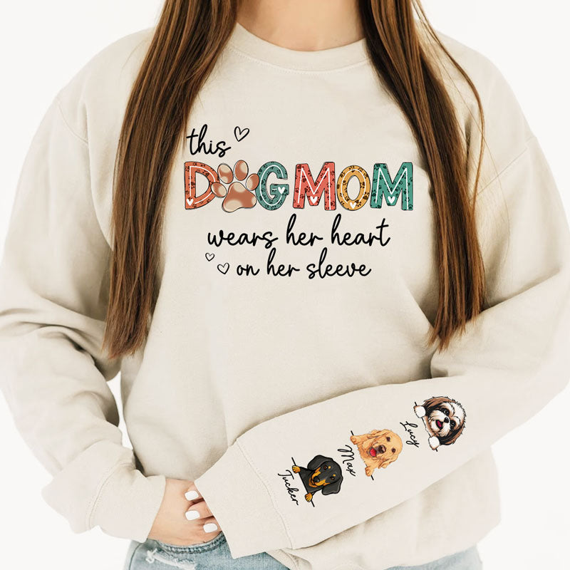 Esta mamá perruna lleva su corazón en la manga Sudadera personalizada para mamá perruna con cara de mascota en la manga Regalo para amantes de las mascotas