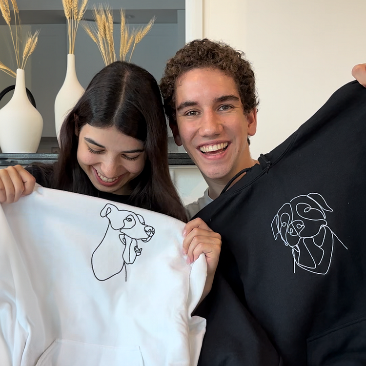 Sudadera con capucha bordada personalizada con retrato de mascota, regalo para dueños de perros y amantes de los gatos.