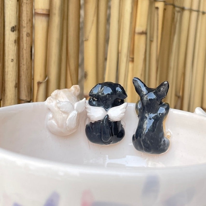 Custom Pet Figurine Mug with Name – Handmade Cat & Dog Ceramic Mug Christmas Keepsake Gift for Pet Lovers