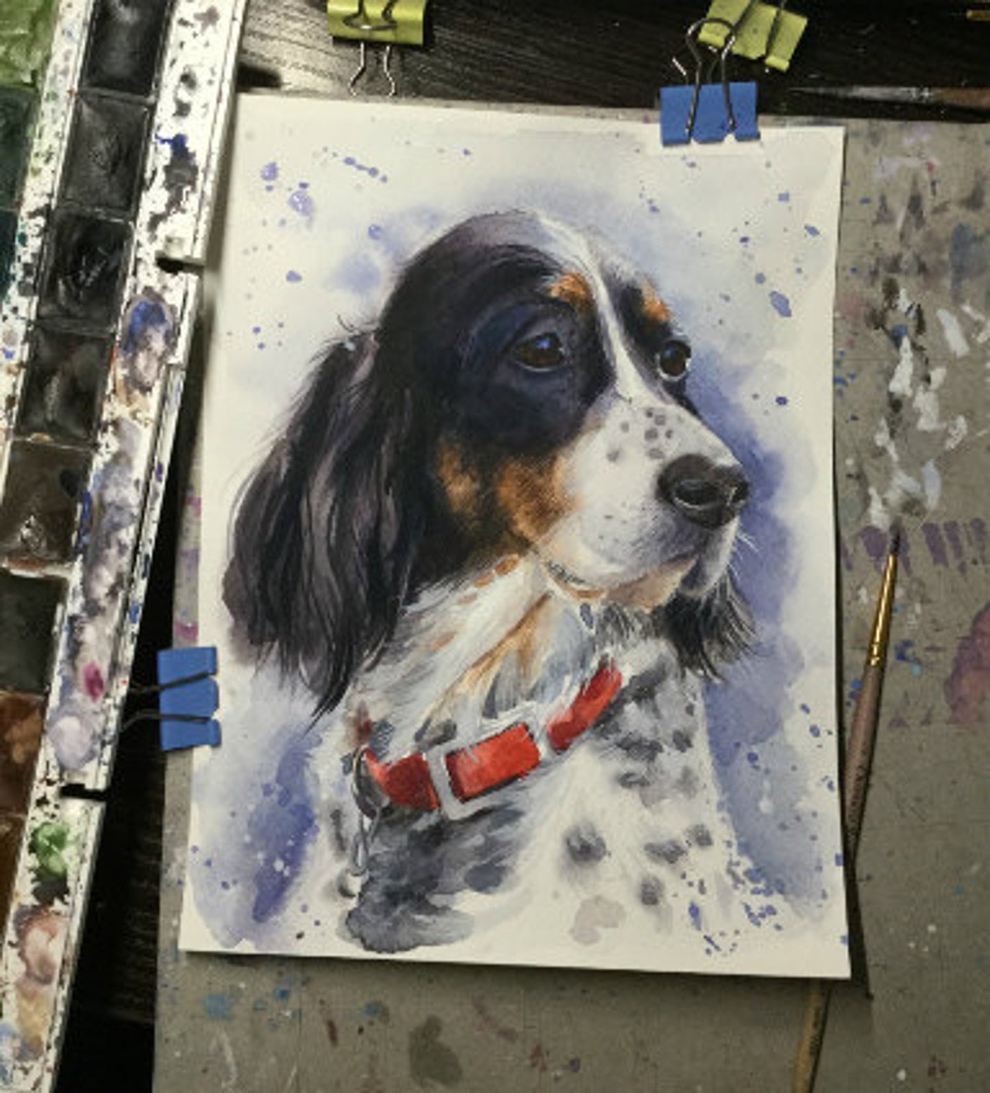 Custom Watercolor Pet Portrait Painting Canvas Christmas Gift For Pet Lover