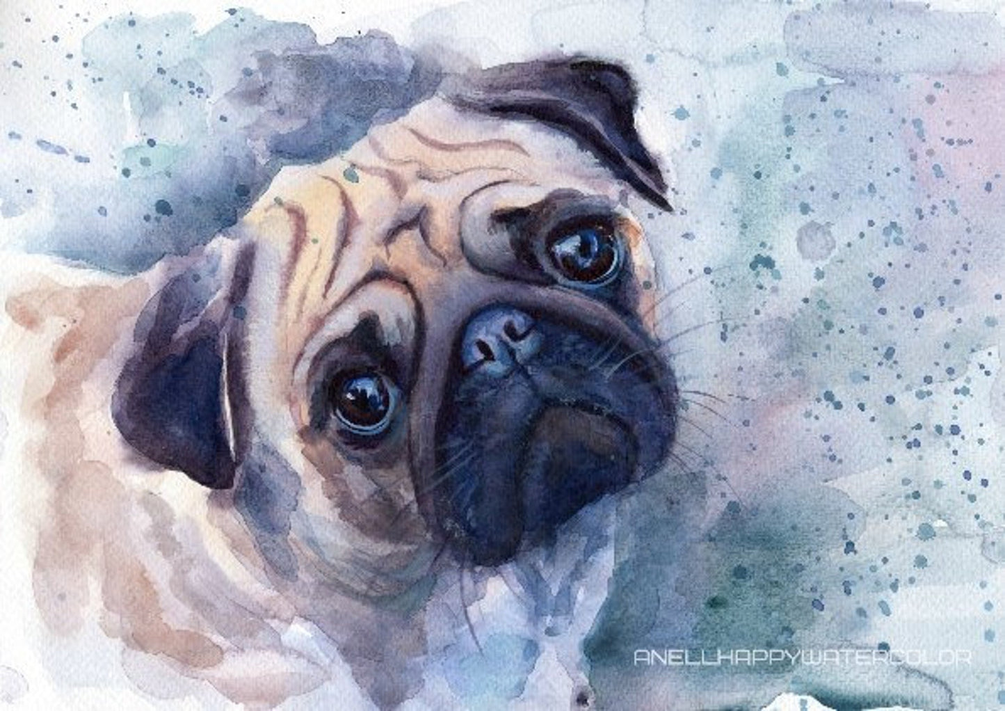 Custom Watercolor Pet Portrait Painting Canvas Christmas Gift For Pet Lover