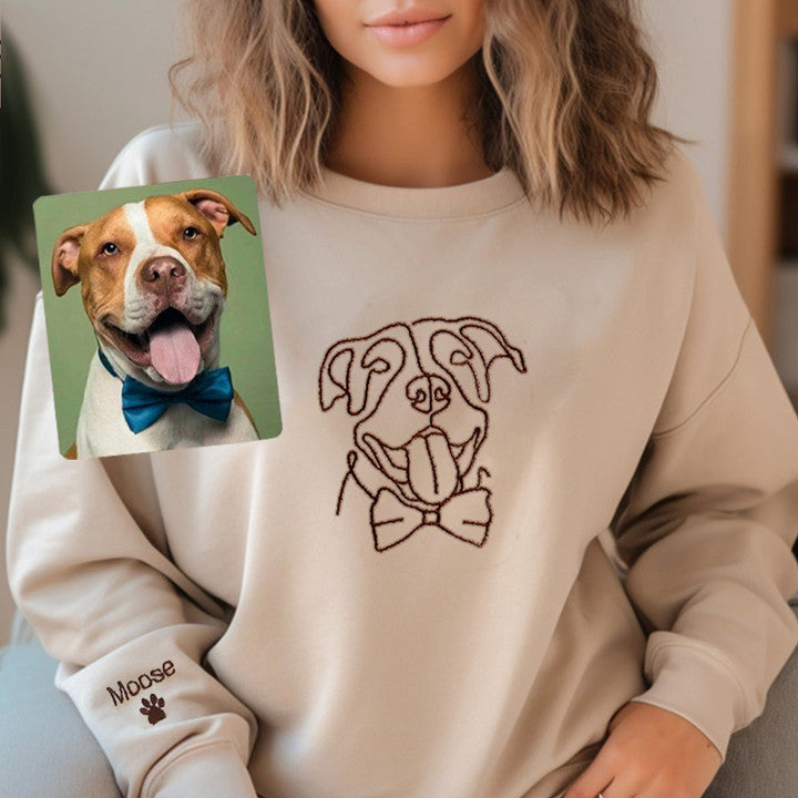Sudadera con capucha bordada personalizada con retrato de mascota, regalo para dueños de perros y amantes de los gatos.