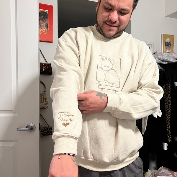Regalo de cuello redondo con capucha con retrato bordado picante personalizado para novio y marido