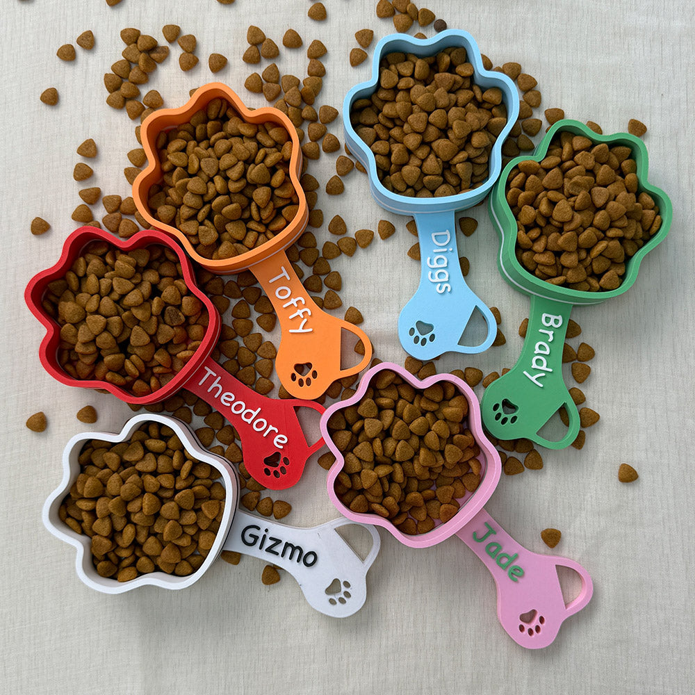 Personalized Dog Paw Print Food Scoop with Name Gift for Dog Lover