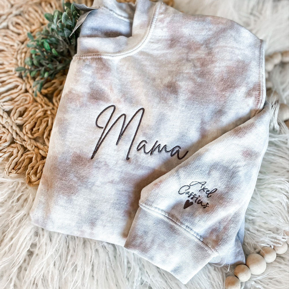 Personalized Tie Dye Embroidered Mama Sweatshirt Mother's Day Gift