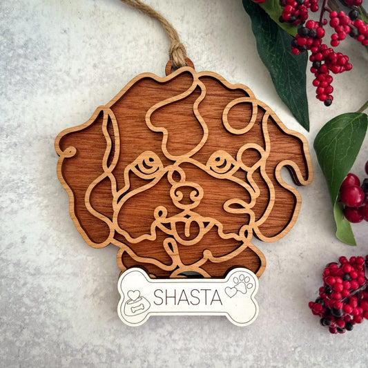 Ornement personnalisé en bois pour portrait d'animal de compagnie, cadeau commémoratif pour animaux de compagnie, cadeau de Noël pour les amoureux des animaux