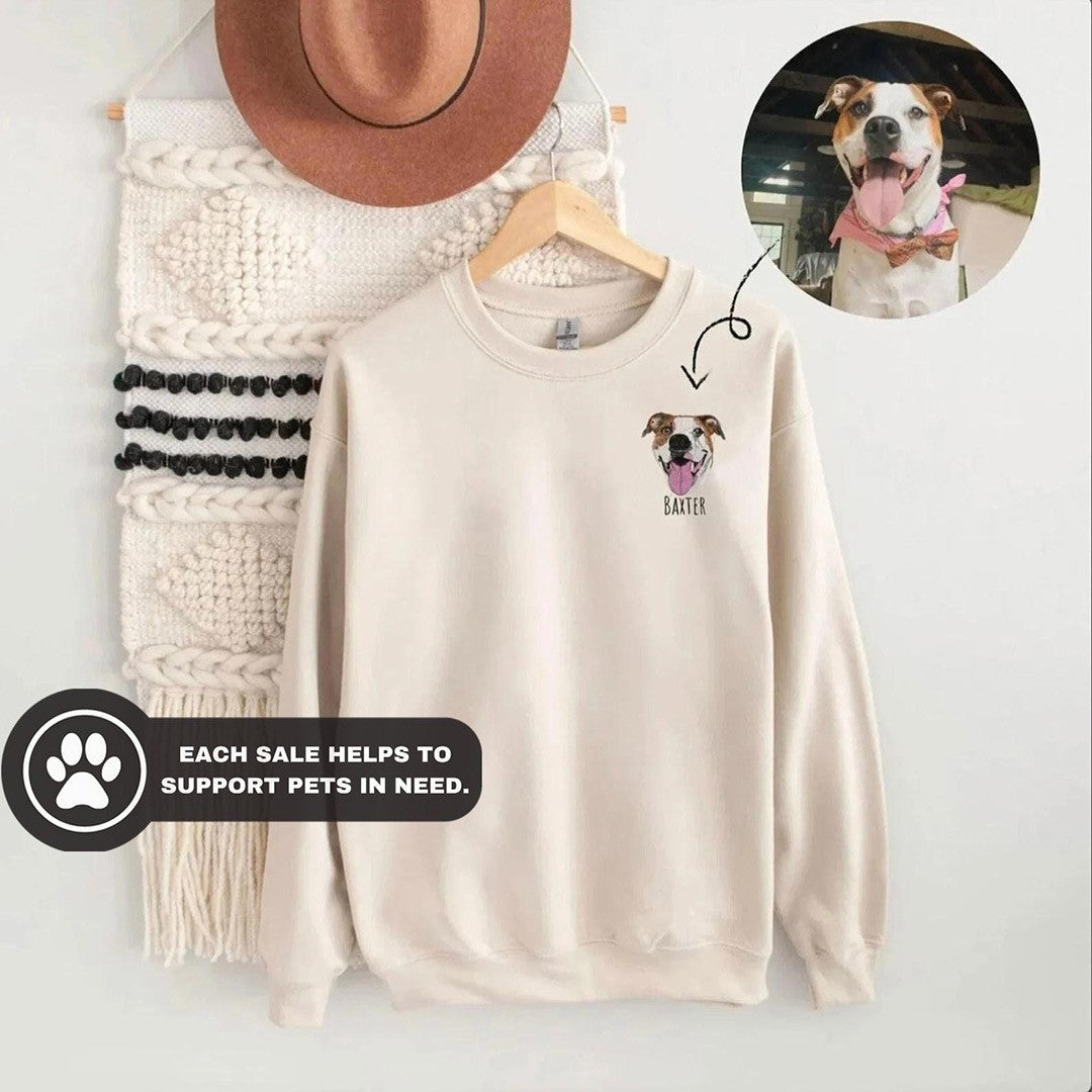 Sudadera con foto personalizada para mascota, con cara y nombre de perro bordados, regalo para dueños de perros y amantes de las mascotas.