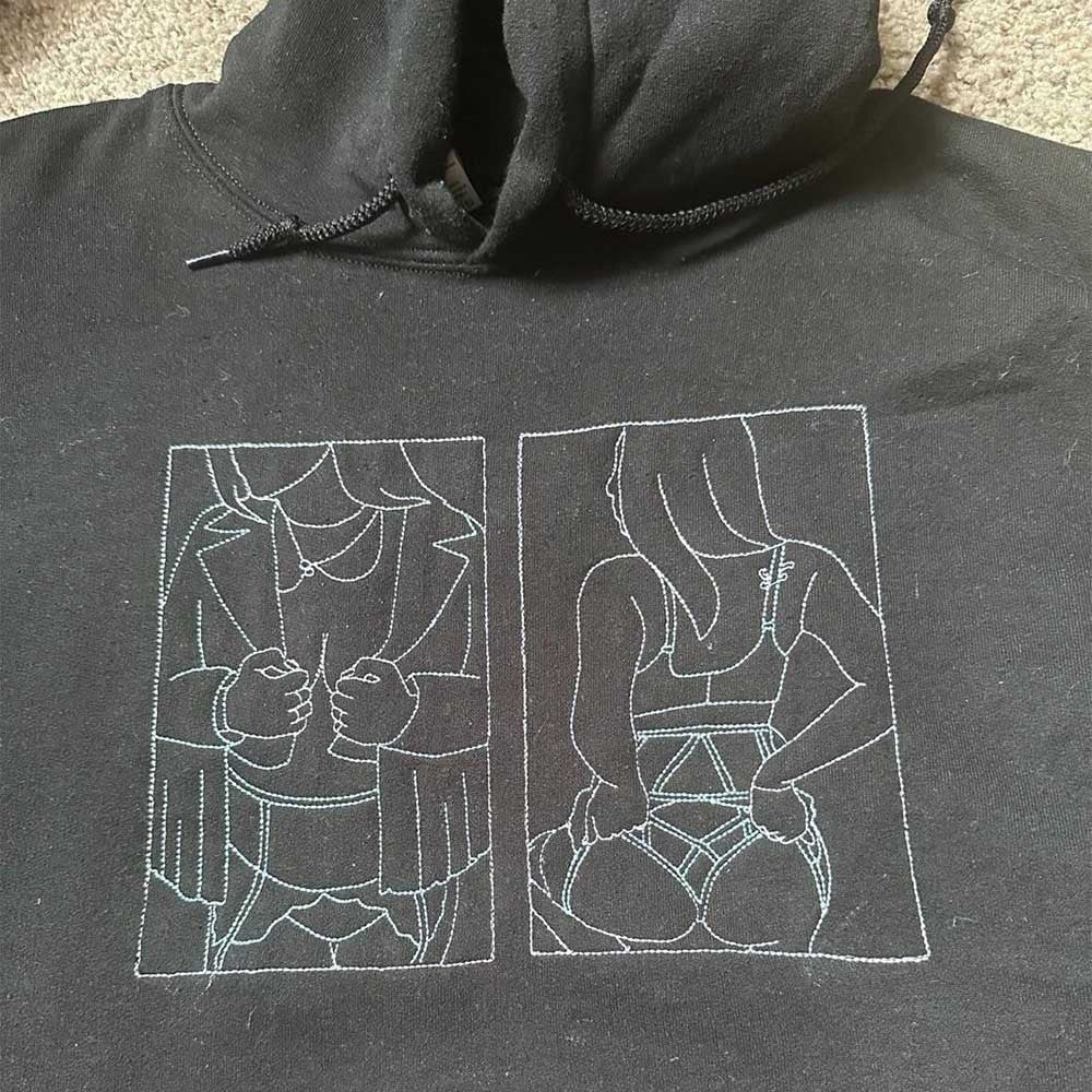Custom Spicy Embroidered Portrait Hoodie Crewneck Sweatshirt Valentine Gift For Boyfriend Husband