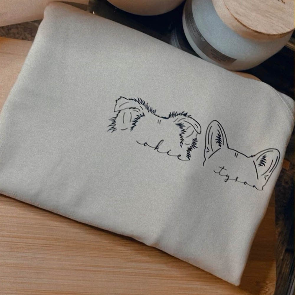 Besticktes Hundemama-Sweatshirt mit individuellem Hundeohr und Namen, Geschenk für Hundeliebhaber