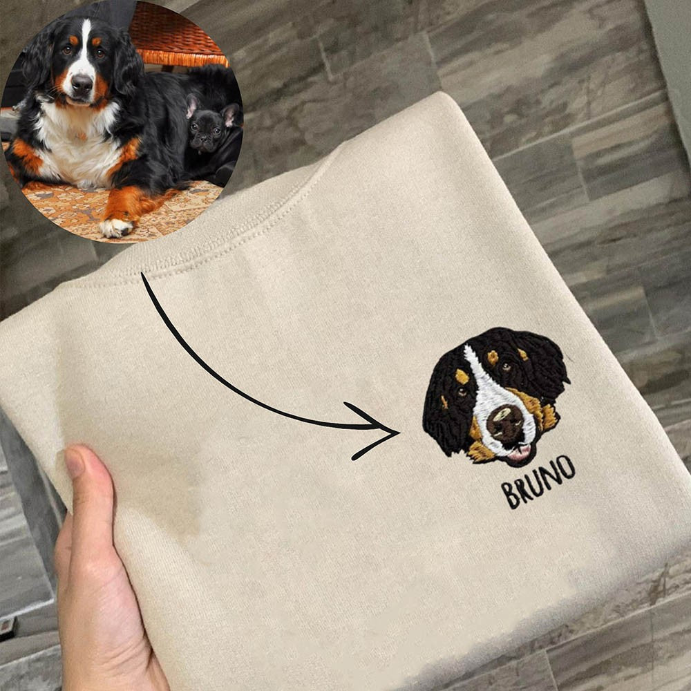 Sudadera con foto personalizada para mascota, con cara y nombre de perro bordados, regalo para dueños de perros y amantes de las mascotas.