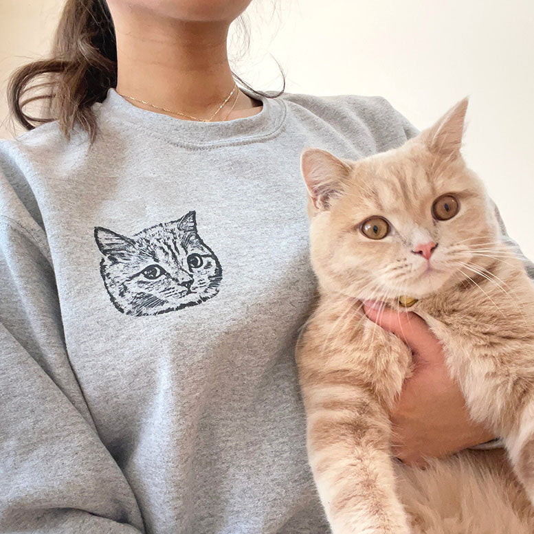 Sudadera con capucha personalizada con cara y nombre de gato, regalo para amantes de los gatos.