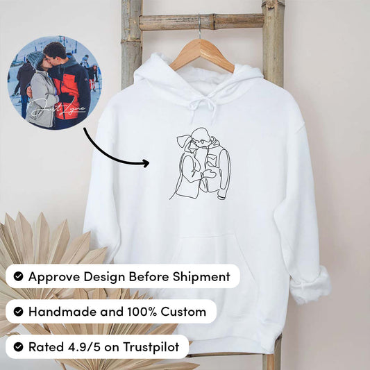 Personalisierter bestickter Kapuzenpullover, Liebesgeschenke für Paare, Familiengeschenk, Jahrestagsgeschenk