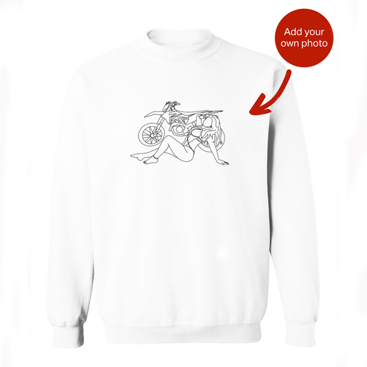 Personalized Embroidered Bike Girl Sweatshirt Unique Gifts for Loved One