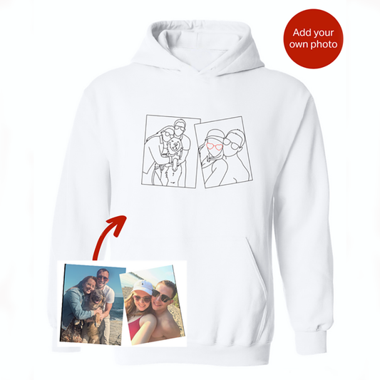Individuell bestickter Hoodie mit Collage und 2 Fotos, Liebesgeschenke für Paare