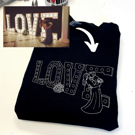 Personalized Portrait Embroidered Hoodie Perfect Gift for Couples