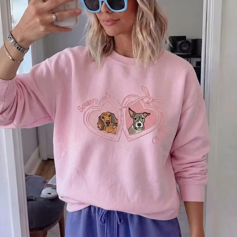 Sweat-shirt brodé personnalisé avec le visage et le nom de votre chien, cadeau souvenir pour les amoureux des animaux