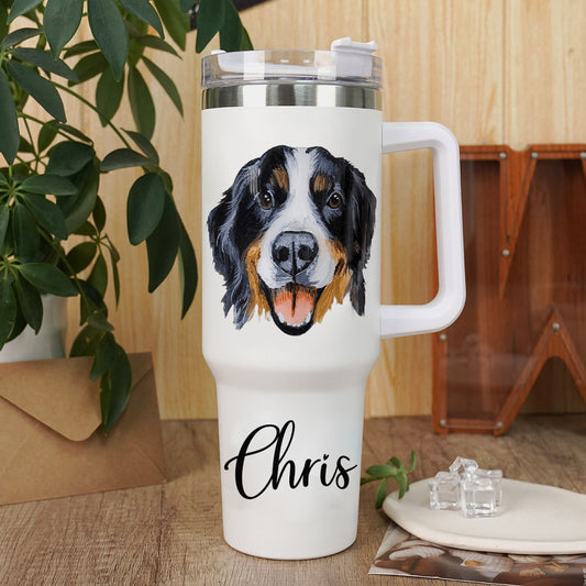 Personalized Pet Portrait Tumbler with Name – Custom Gift for Dog & Cat Lovers
