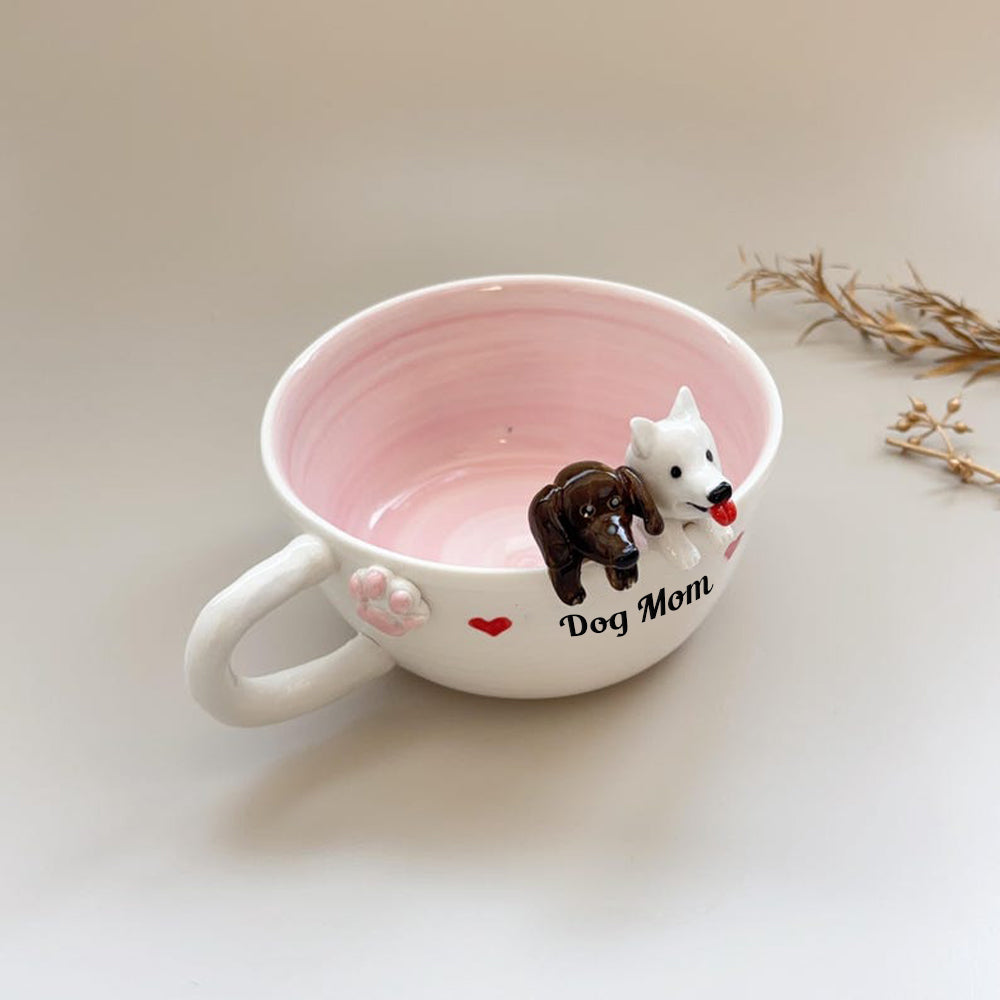 Personalized Dog Mom Pet Figure Ceramic Mug Mother's Day Gift For Pet Lovers